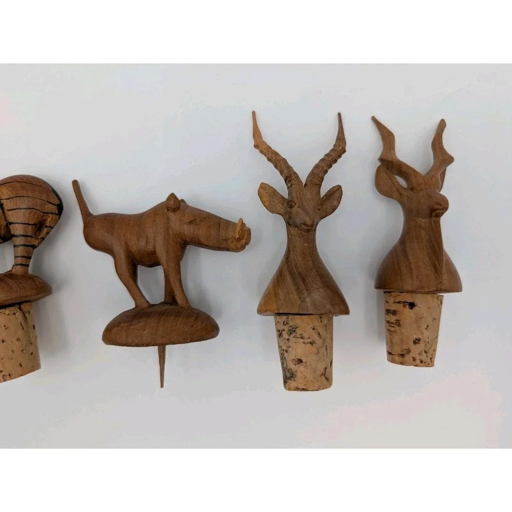 Wooden Animal Cork Wine‎ Bottle Stopper Lot